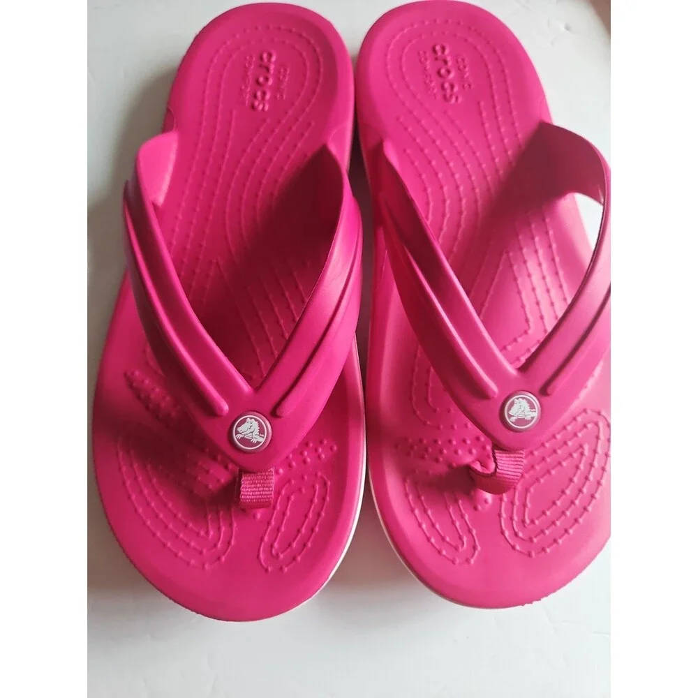 Crocs Kadee II Flip Flops Thong Sandals Hot Pink Junior 4 New